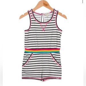 Appaman Striped Sleeveless Romper with Rainbow Waistband